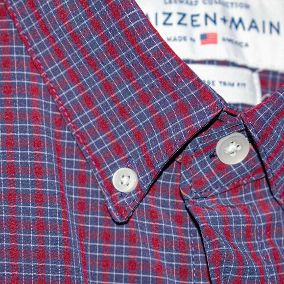 MIZZEN + MAIN Trim Fit Button up Shirt Blue Red Check Men's Size 2XL - Picture 4 of 7